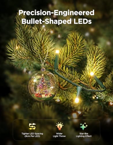 Govee 66ft Christmas Sparkle String Lights with 250 LED Bullet-Head Lights - Holiday Decor
