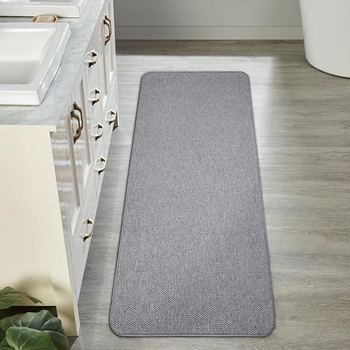 Bosap Grey 2' x 5' Ultra Thin Non-Slip Bathroom Runner Rug - Quick Dry, Machine Washable