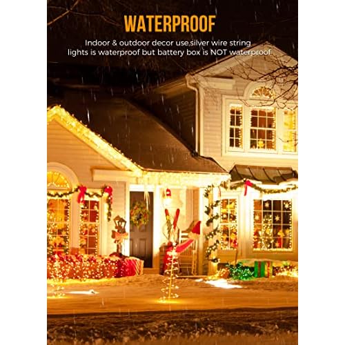 Fairy Lights Battery Operated, 10Ft 120 LED Firecracker String Lights, Waterproof Silver Wire Starry Firefly Light for DIY Wreath Weeding Indoor Outdoor Christmas Decorations