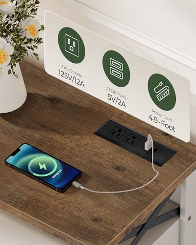 Farmhouse Console Table with Power Outlet, Storage & Entryway Design