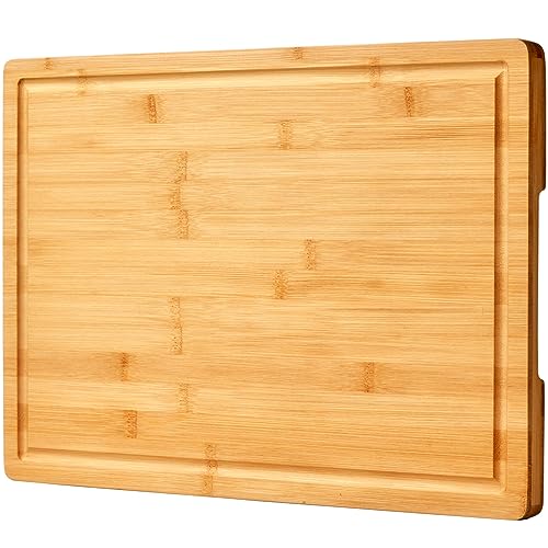 Extra Thick 36x24 Inch Bamboo Cutting Board Kitchen Prep Surface with Handles