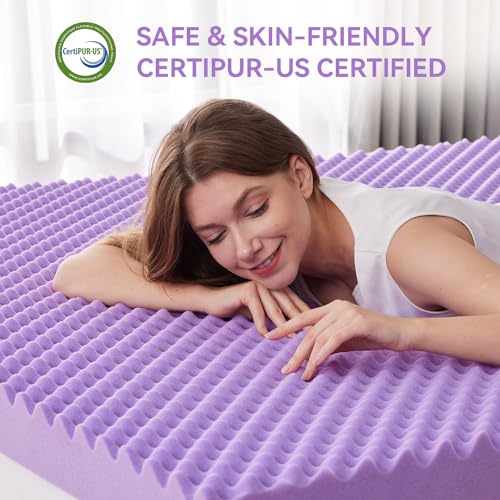 SINWEEK Twin 2 Inch Egg Crate Memory Foam Mattress Topper - Soft Cooling Bed Pad for Back Pain Relief