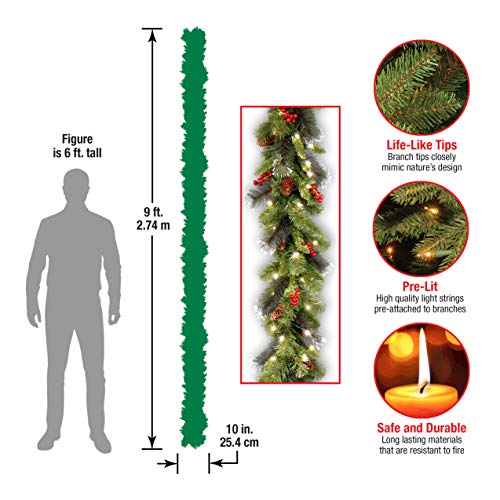 National Tree Company 9ft Pre-Lit Crestwood Spruce Christmas Garland (Plug In)