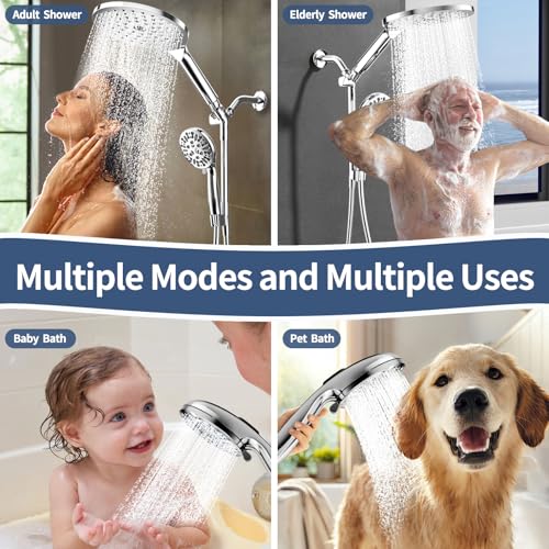 KAIYING Chrome High Pressure Dual Shower Head with Handheld Spray Combo