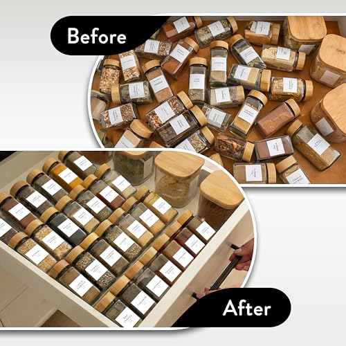 Savvy & Sorted Clear Large Acrylic Spice Drawer Organizer 4-Piece Expandable
