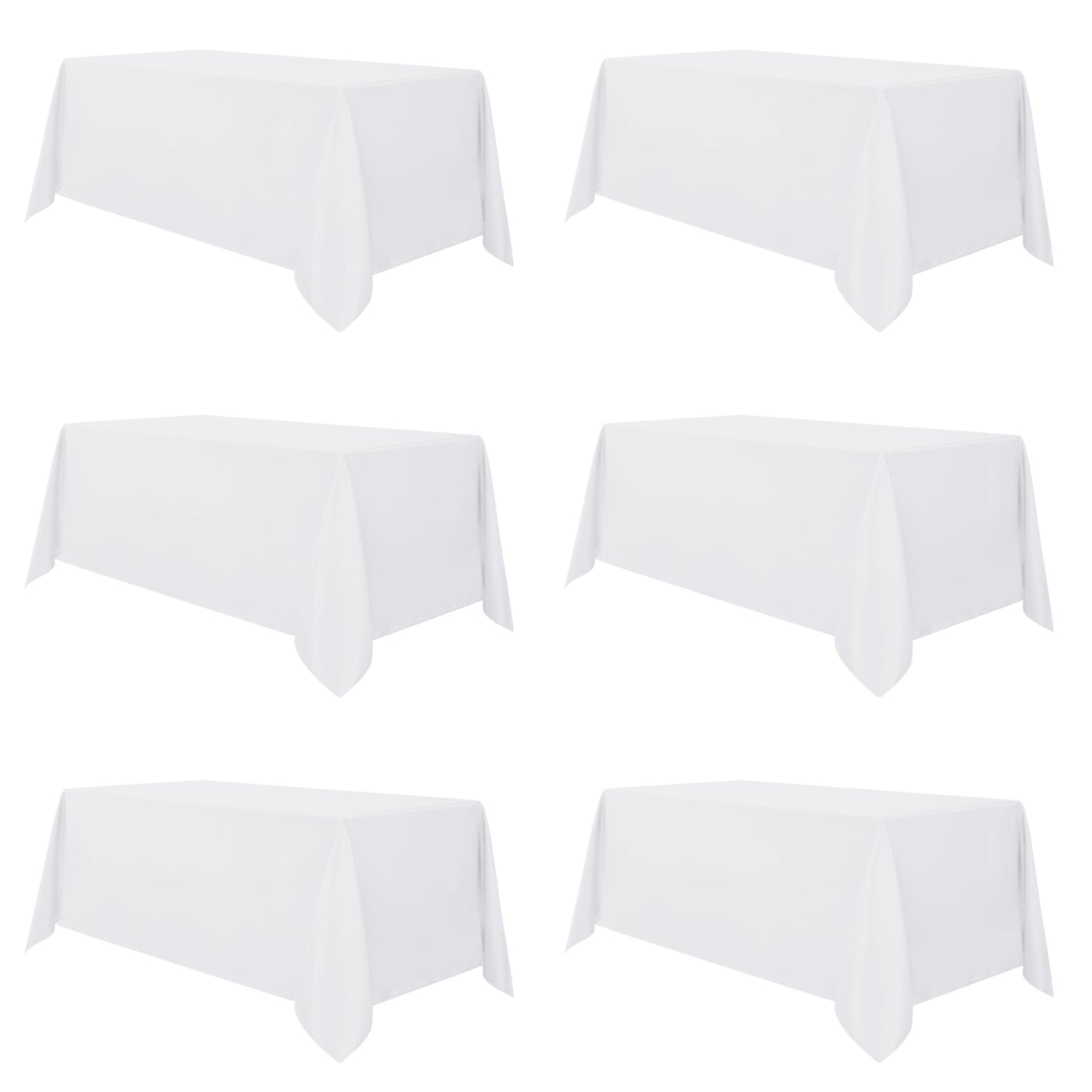 sancua 6 Pack White Tablecloth 90 x 156 Inch - Rectangle Table Cloth for 8 Feet Tables Stain and Wrinkle Resistant Washable Polyester Table Cover for Dining Wedding Banquet Party Buffet Restaurant