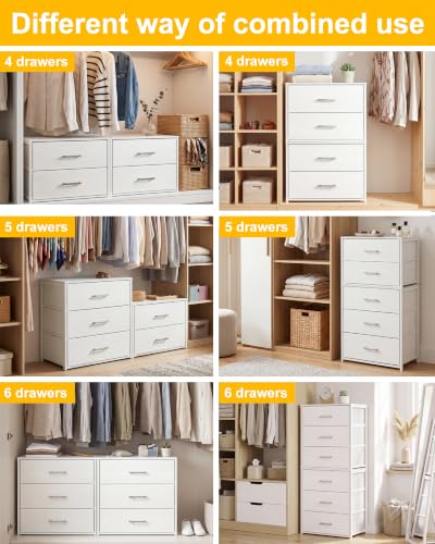 Fixwal Closet Drawers for Clothes, 2 Pack, 4 Stackable, 21.2" Wide