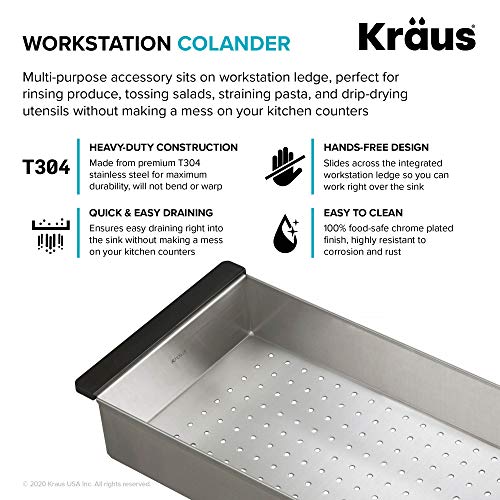 Stainless Steel Workstation Kitchen Sink Colander - 16.75 Inch