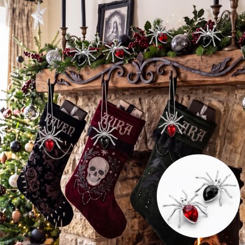 FillTouch 12Pcs Crystal Gothic Spider Christmas Ornaments 1.97in