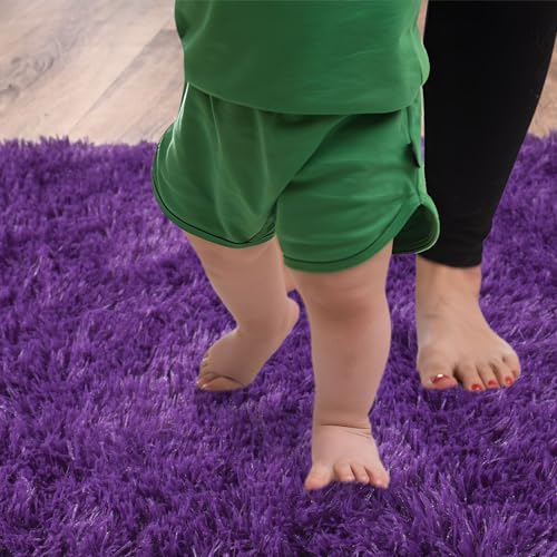 8' x 10' Large Purple Fluffy Washable Area Rug - Living Room Carpet
