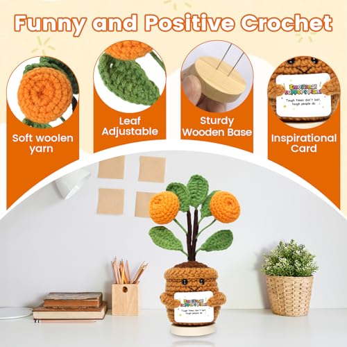 Emotional Support Plant Crochet Flowers Gift for Grandma Women - Sakkrrua