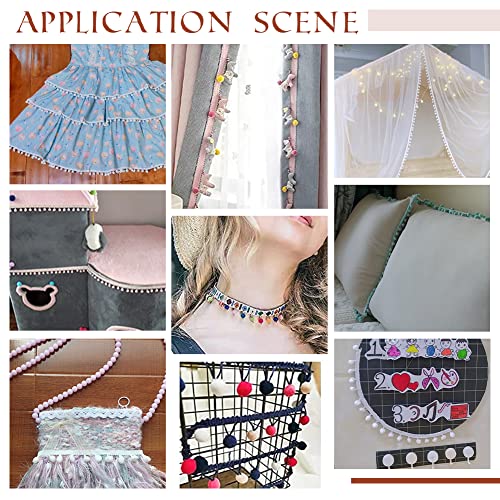 PH PandaHall 20 Yards Pom Poms Balls Fringe Trim, 24mm Trim Fringe Brown Sewing Ribbon Crafts Pompoms Tassel Lace for Sewing Pillow Clothing DIY Crafts Party Home Decoration, 8mm Balls