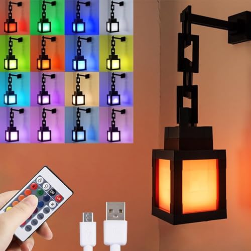 Pixelated Lantern Night Light for Kids, Glow LED 16 Colors Change