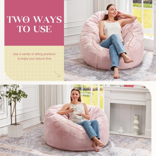 Hobestluk 3FT Pink Giant Bean Bag Chair for Adults with Filler & Removable Cover