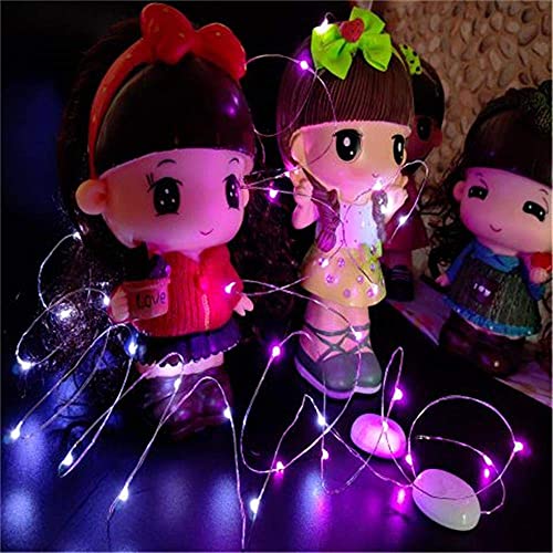 Purple Battery Operated Dewdrop Fairy Lights 10ft 30 LEDs with Timer, Indoor Use