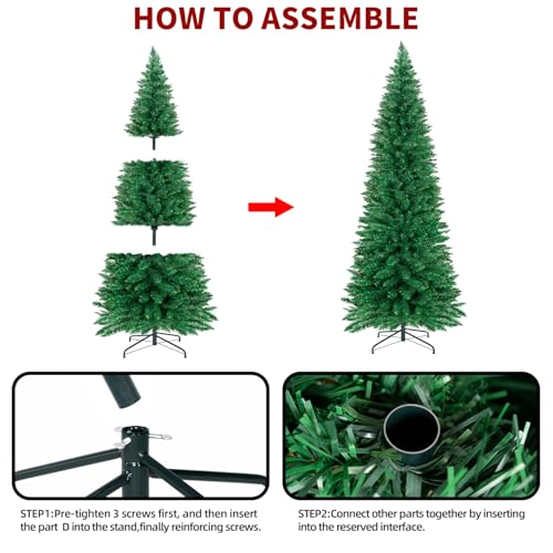 ININ 6FT Slim Pencil Christmas Tree - Artificial Tall Skinny Xmas Tree, 400 Tips