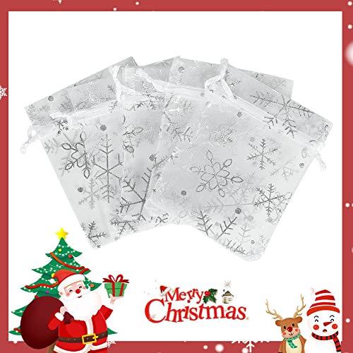 HRX Package 100pcs Snowflake Organza Gift Bags Christmas 3x4 inch,