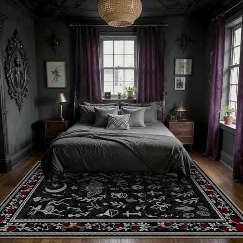 Lvsoamz Gothic 5x7 Area Rug Dark Academia Machine Washable, Rectangular