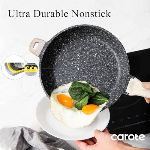 Carote 12.5 Inch Nonstick Frying Pan with Black Granite Coating - Eco-Friendly Skillet