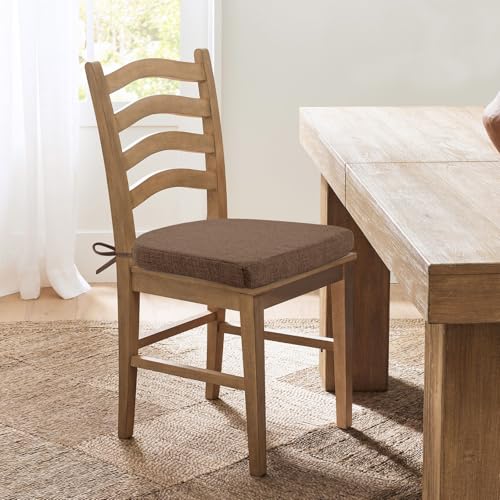 Brown Set of 6 16x16x2.5 Inch Non Slip Memory Foam Chair Cushions with Ties