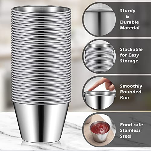 100 Stainless Steel Ramekins - 2.2 Oz Metal Sauce Cups Bulk Set - Mimorou Variation of THIS listing