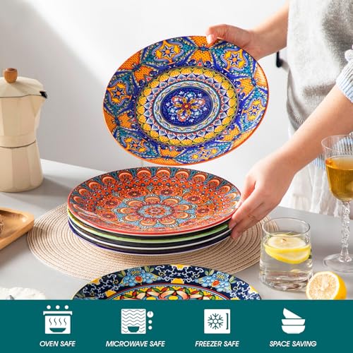 vancasso Colorful Dinner Plates Set of 6, 10.5 Inch Ceramic Kitchen