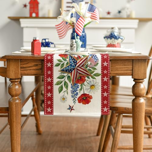 Artoid Mode 13 x 72 Inch American Flag Table Runner – 210 GSM, Beige