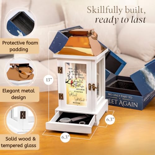 Memorial Lantern with Photo Frame & Keepsake Drawer - Copper | Sympathy Gift