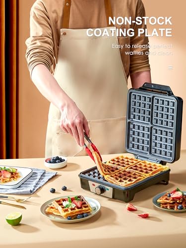 Belgian Waffle Maker 4 Slices, 1200W Iron