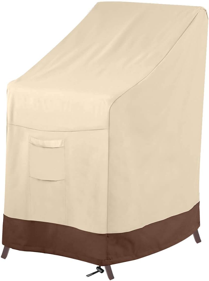 Vailge Waterproof Stackable Patio Chair Cover - Heavy Duty Protection for 4-6 Chairs | 36"L x 28"W x 47"H | Beige & Brown