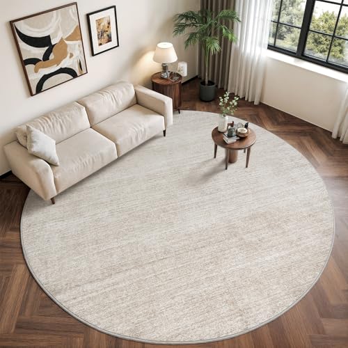Valenrug 6ft Beige Round Washable Area Rug for Living Room - Lightweight & Non-Slip