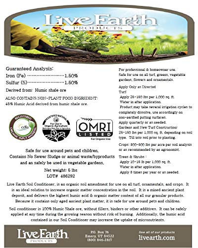 Live Earth Products Humate Soil Conditioner Granules - 15 lbs in Three Convenient 5 lb Bags