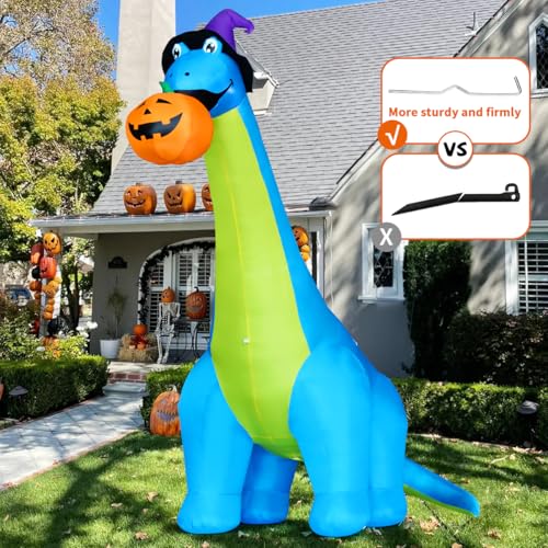COMIN 10FT Halloween Inflatable Dinosaur Pumpkin Shake Head Decor - Outdoor Yard