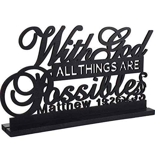 Jetec Inspirational Table Art with God All Things Are Possible Positive Sign Home Table Decoration, Motivational Centerpieces Letter Sign Wooden for Faith Motivational Decor (with Lord Possible)