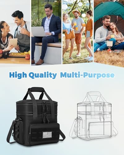 Holuxer Large Tactical Lunch Bag & Box for Men - Black, Insulated & Leakproof