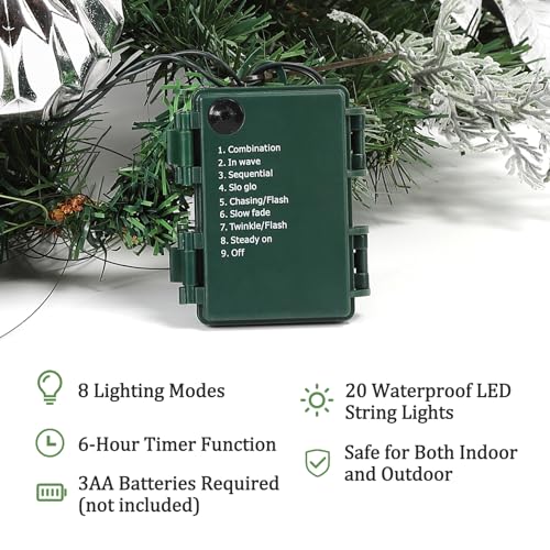 Adeeing 6FT Silver Christmas Garland with Lights, Battery Operated Artificial Rattan, Holiday Indoor Outdoor Decor