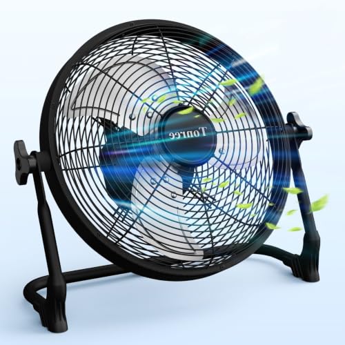 14-Inch Portable Solar Battery Fan - Black, Wireless, Rechargeable, Camping Fan with Phone Charging