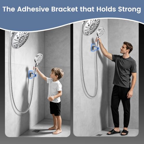 FEELSO Chrome Handheld Shower Head & Rain Shower Combo - 8-Inch High Pressure Dual-Head System