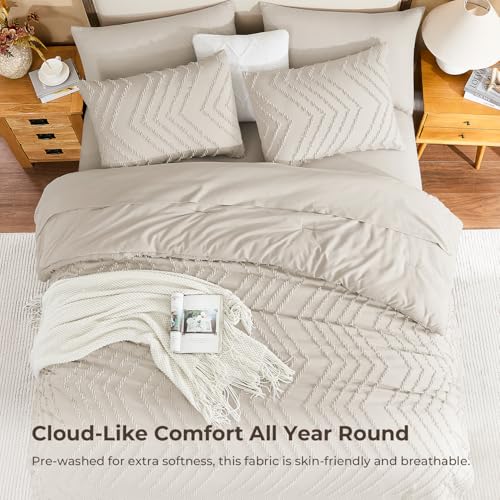 Oversized King Comforter Set with Sheets - Dark Oatmeal 7 Pieces Boho Bedding