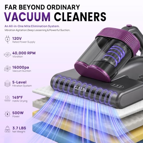 Pro Mattress Vacuum Cleaner 16kPa Suction 500W Corded Bed & Sofa Cleaner