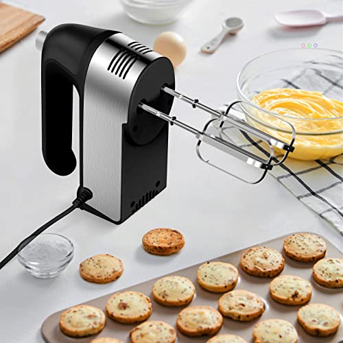 Electric Hand Mixer 450W with Scale Cup Storage Case Black - 5 Speeds & Accessories
