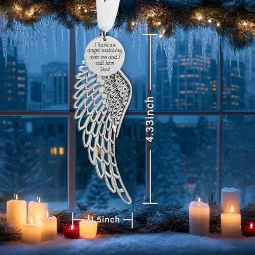 Christmas Memorial Decorations Ornaments - Angel Wings/Butterfly in Memory of Loved One Sympathy Gifts for Loss of Loved Dad in Heaven Keepsake