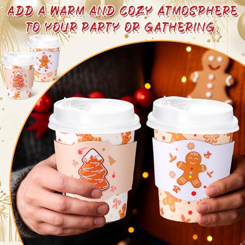 Mimorou 8 oz Christmas Disposable Coffee Cups with Lids & Sleeves, 100 Pack