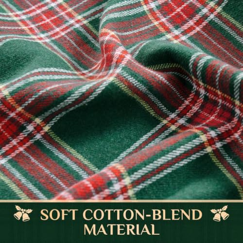 Softalker Green Plaid Ruffle Tablecloth 60 x 84 inches, Rectangular Holiday Linen
