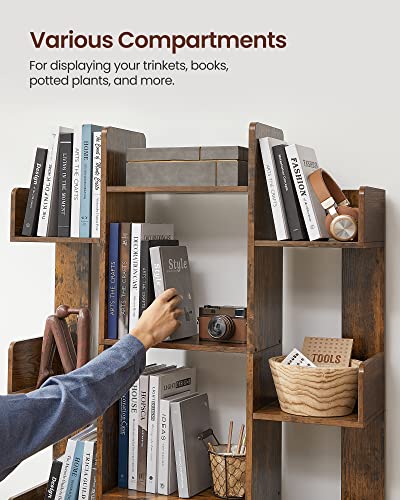 VASAGLE Rustic Brown 5-Tier Bookshelf with 13 Storage Shelves, 55.1 Inches