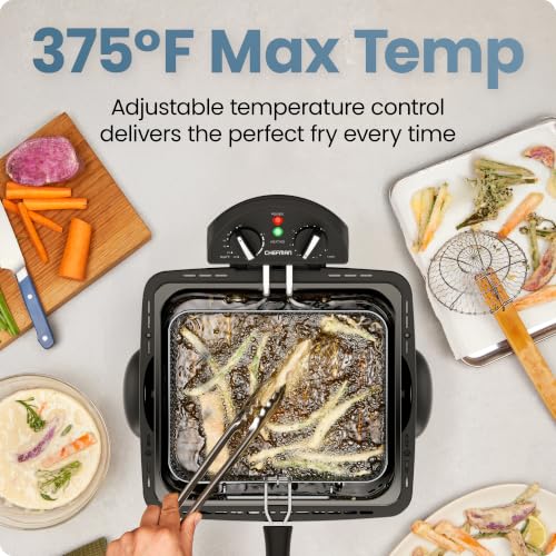 Large 4.5L Deep Fryer with Basket, Adjustable Temp & Timer, Removable Oil Container