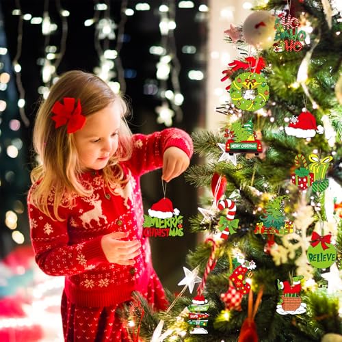 36pcs Christmas Tree Decorations - Wood Christmas Tree Hanging Ornament Holiday Xmas Ornaments Christmas Decorations Decor Home Indoors (36pcs)