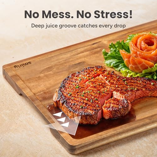 Brown 4-Piece Acacia Cutting Board Set with Stand - SMIRLY Kitchen Utensils