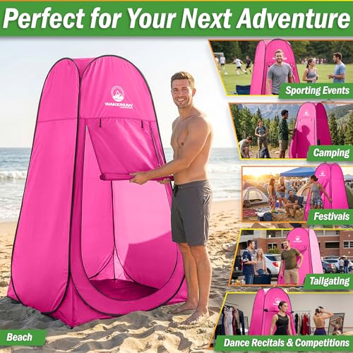 Pink Pop Up Privacy Shower Tent with Carry Bag - Camping, Beach, Tailgate