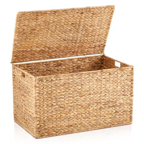 Water Hyacinth Storage Trunk - Large Wicker Chest for Home Organization